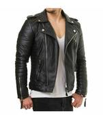 Men's black leather urban fashion real lambskin jacket