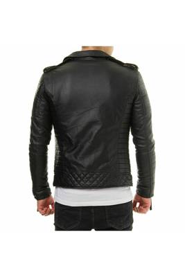 Men's black leather urban fashion real lambskin jacket 2