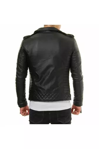 Men's black leather urban fashion real lambskin jacket