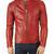 Men's red leather genuine lambskin premium finish biker jacket