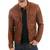 Men's brown leather genuine lambskin everyday wear jacket