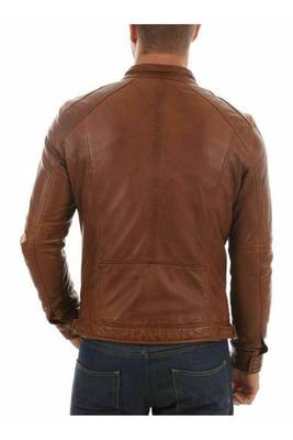 Men's brown leather genuine lambskin everyday wear jacket 2
