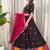 Traditional Black Navratri Lehenga Choli with Mirror Work and Contrast Rani Pink Dupatta
