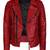 Men's red leather biker jacket real genuine casual style