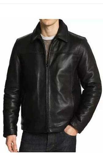 Men's black leather handcrafted genuine biker jacket