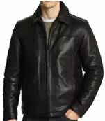 Men's black leather handcrafted genuine biker jacket