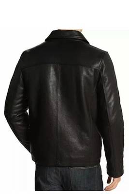 Men's black leather handcrafted genuine biker jacket 2