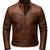 Men's brown genuine leather tailored look vintage biker jacket