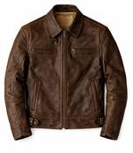 Men's brown vintage leather street style genuine biker jacket