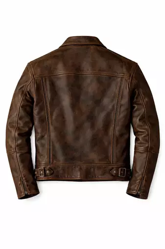 Men's brown vintage leather street style genuine biker jacket