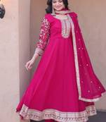 Pink zari & sequins embroidered anarkali set