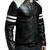 Men's black genuine leather timeless style strip style biker jacket