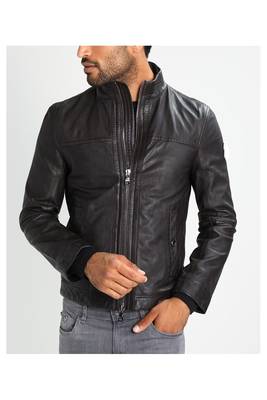 Men's black leather genuine premium quality biker jacket 1