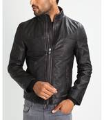 Men's black leather genuine premium quality biker jacket