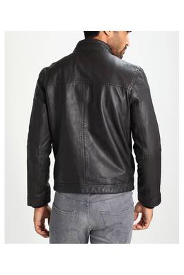 Men's black leather genuine premium quality biker jacket 2