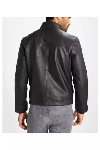 Men's black leather genuine premium quality biker jacket
