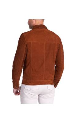 Men's brown suede leather genuine smart casual biker jacket 3