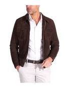 Men's brown suede leather genuine designer style jacket