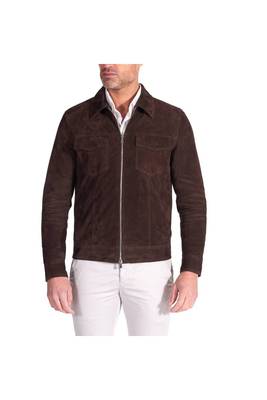 Men's brown suede leather genuine designer style jacket 2