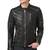 Men's black leather genuine iconic look biker jacket