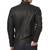 Men's black leather genuine iconic look biker jacket