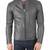 Men's grey leather genuine biker jacket casual style