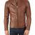 Men's genuine leather brown quilted jacket casual style