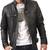 Men's quilted black leather riding jacket street style