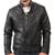 Men's quilted black leather riding jacket street style