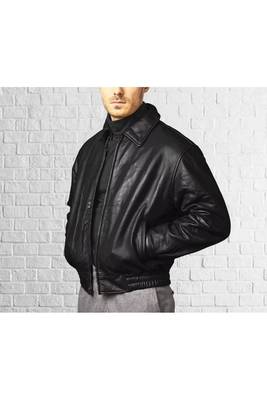 Men's moto leather black bomber jacket timeless 70's style 1