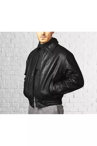 Men's moto leather black bomber jacket timeless 70's style