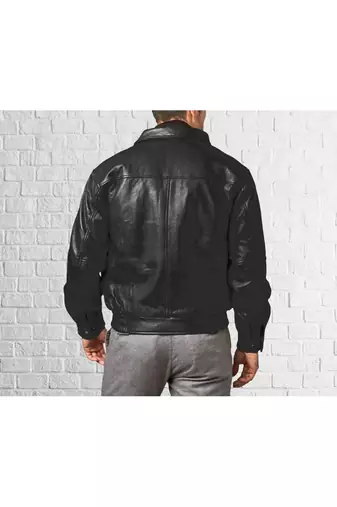 Men's moto leather black bomber jacket timeless 70's style