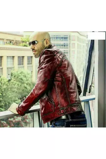 Men's burgundy leather minimal design genuine vintage biker jacket