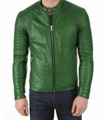 Men's green leather genuine riding premium quality jacket