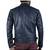 Men's blue leather riding smart casual genuine biker jacket