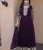 Wine zari & sequins embroidered anarkali set