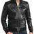 Men's moto leather outerwear premium finish black bomer jacket