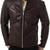 Men's brown leather outerwear casual style biker jacket