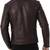 Men's brown leather outerwear casual style biker jacket