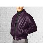 Men's purple leather outerwear modern fit 70's style jacket