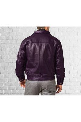 Men's purple leather outerwear modern fit 70's style jacket 2