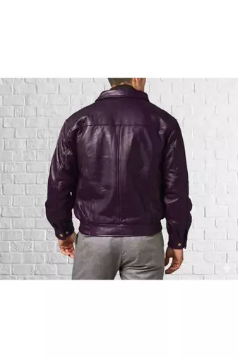 Men's purple leather outerwear modern fit 70's style jacket