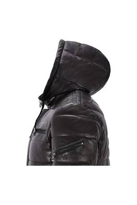 Men's black leather outerwear tailored look puffer jacket 3