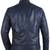 Men's navy blue leather outerwear timeless style biker jacket