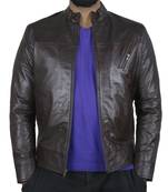 Men's black leather outerwear minimal design casual jacket