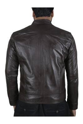 Men's black leather outerwear minimal design casual jacket 2