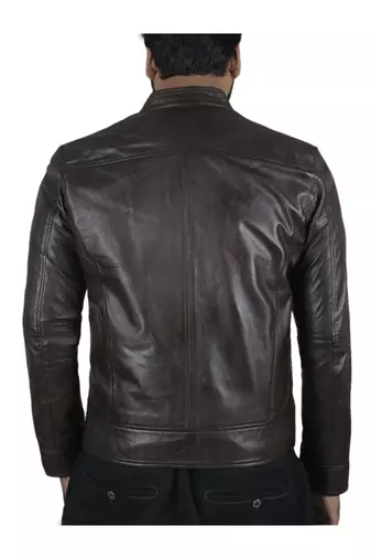 Men's black leather outerwear minimal design casual jacket