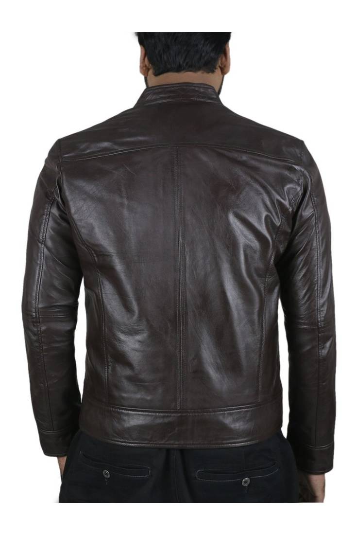 Men's black leather outerwear minimal design casual jacket