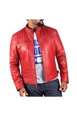 Men's genuine leather outerwear premium quality red jacket 1