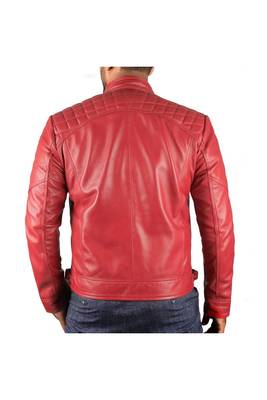 Men's genuine leather outerwear premium quality red jacket 2